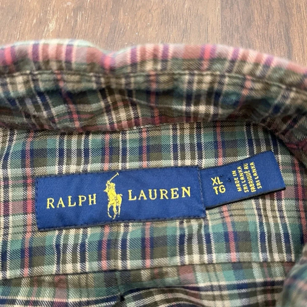 Polo Ralph Lauren Mens XL Classic Fit Green Plaid Flannel Button Down Shirt